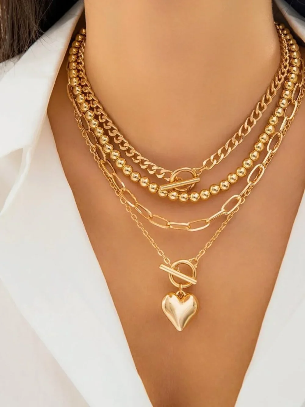 Layered Necklace for Women Non Tarnish Chunky Necklace Stack for Women Paperclip - Picture 2 of 9